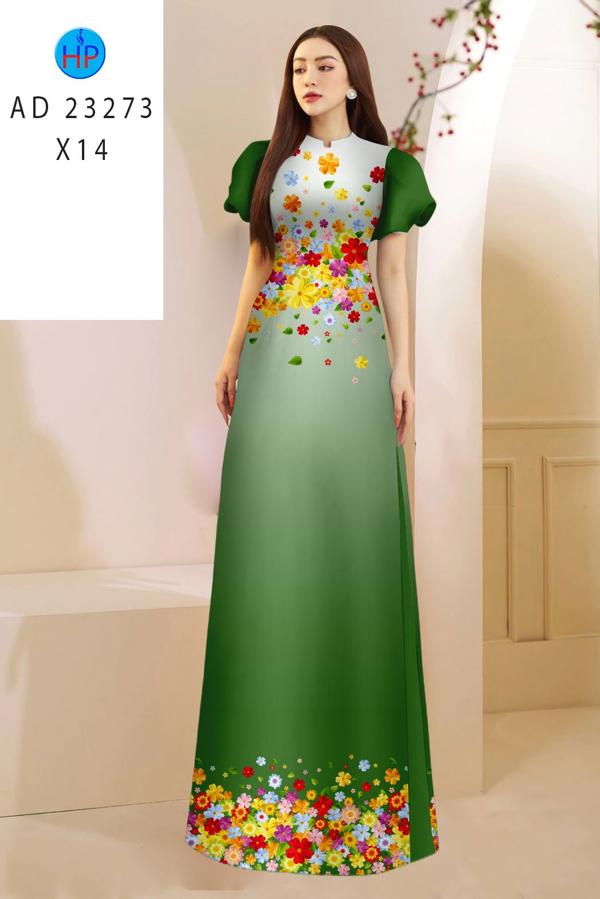 Vải Áo Dài Hoa In 3D AD 23273 5